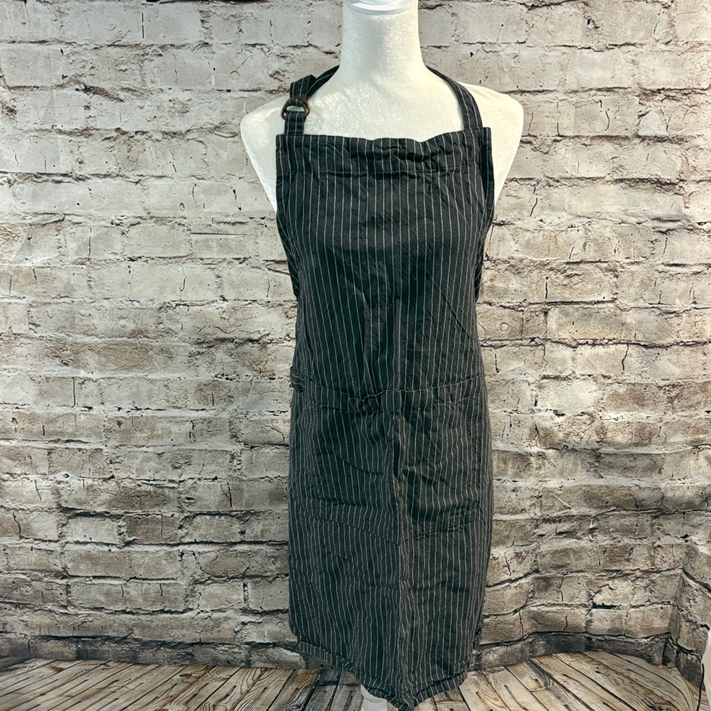 100% Cotton Charcoal Gray Pinstripe Kitchen Apron